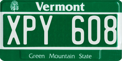 VT license plate XPY608