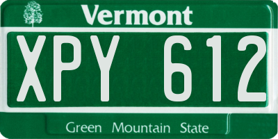 VT license plate XPY612