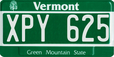 VT license plate XPY625