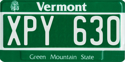 VT license plate XPY630