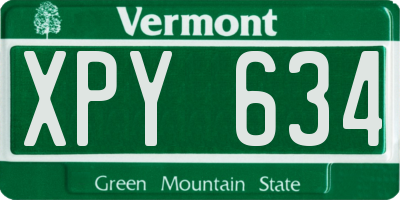 VT license plate XPY634