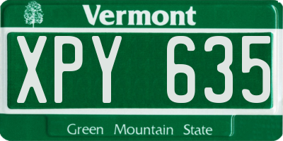 VT license plate XPY635