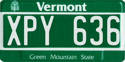 VT license plate XPY636