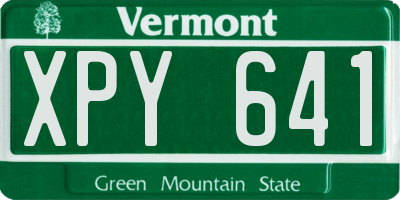 VT license plate XPY641