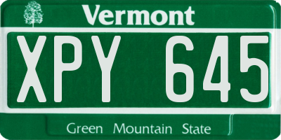 VT license plate XPY645