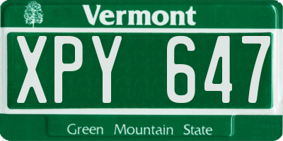 VT license plate XPY647