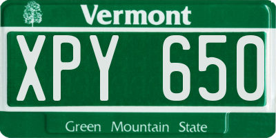 VT license plate XPY650