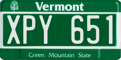 VT license plate XPY651