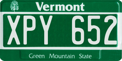 VT license plate XPY652