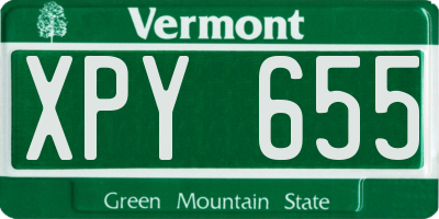 VT license plate XPY655