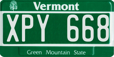 VT license plate XPY668