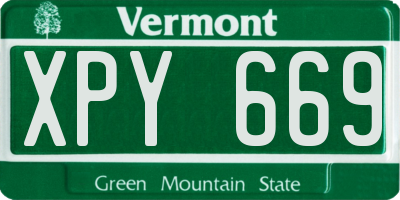 VT license plate XPY669