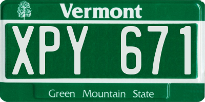VT license plate XPY671