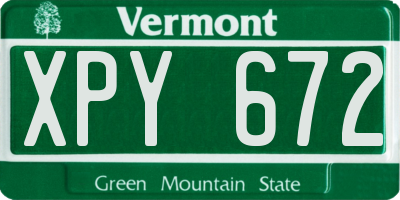 VT license plate XPY672