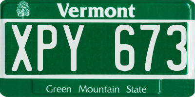 VT license plate XPY673