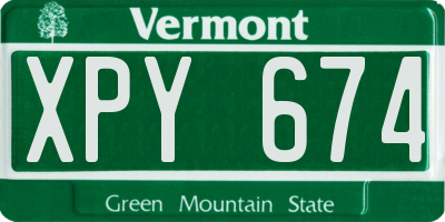 VT license plate XPY674