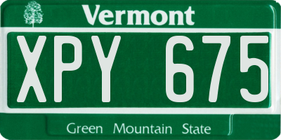 VT license plate XPY675