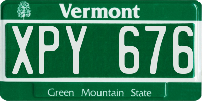 VT license plate XPY676