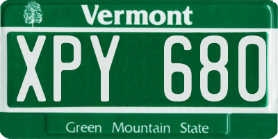 VT license plate XPY680