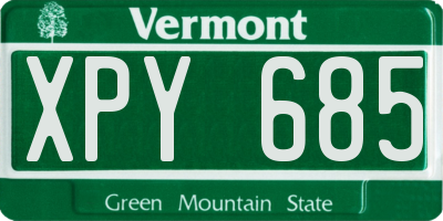 VT license plate XPY685
