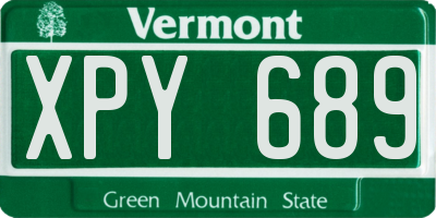 VT license plate XPY689