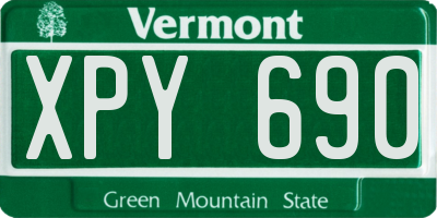 VT license plate XPY690