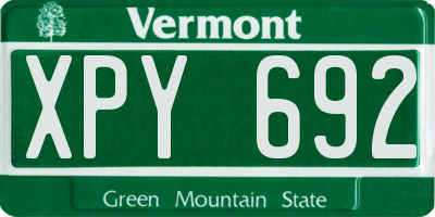 VT license plate XPY692