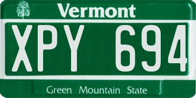 VT license plate XPY694