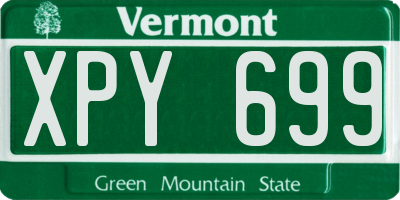VT license plate XPY699