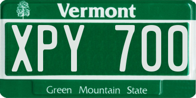 VT license plate XPY700