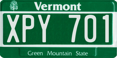 VT license plate XPY701