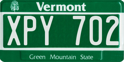 VT license plate XPY702