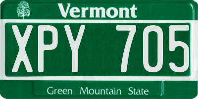 VT license plate XPY705