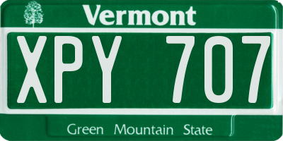 VT license plate XPY707