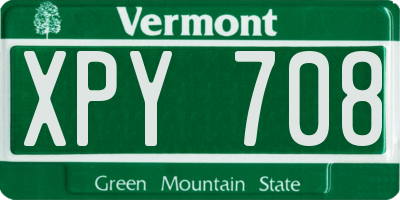 VT license plate XPY708