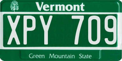 VT license plate XPY709