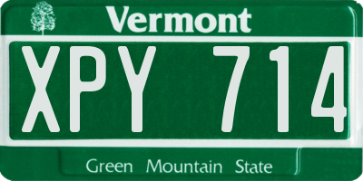 VT license plate XPY714