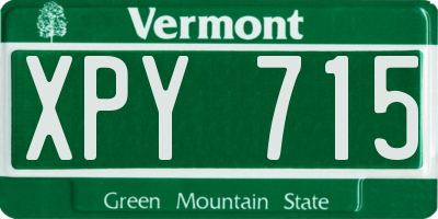 VT license plate XPY715
