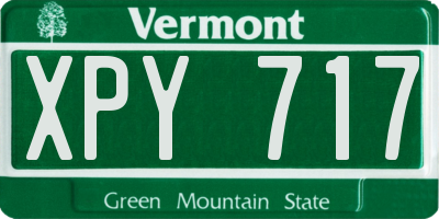VT license plate XPY717