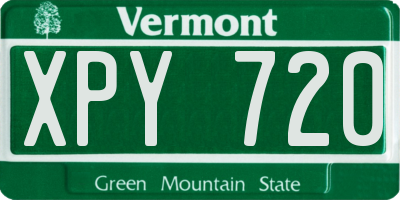 VT license plate XPY720