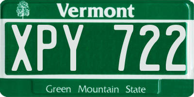 VT license plate XPY722