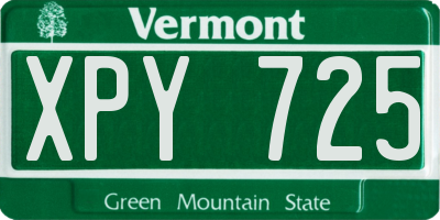 VT license plate XPY725
