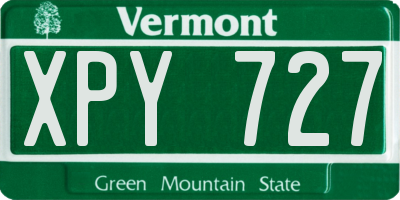 VT license plate XPY727
