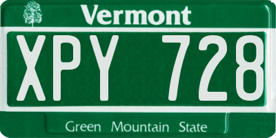 VT license plate XPY728