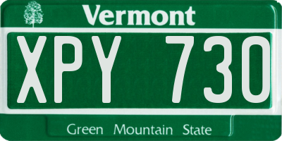 VT license plate XPY730