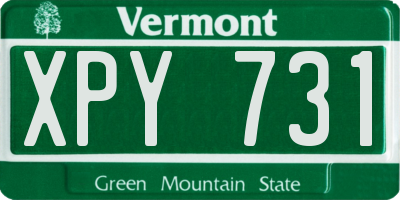 VT license plate XPY731
