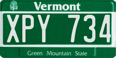 VT license plate XPY734