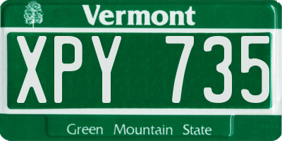 VT license plate XPY735