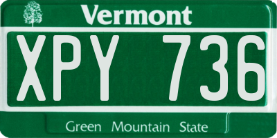 VT license plate XPY736