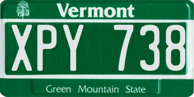 VT license plate XPY738